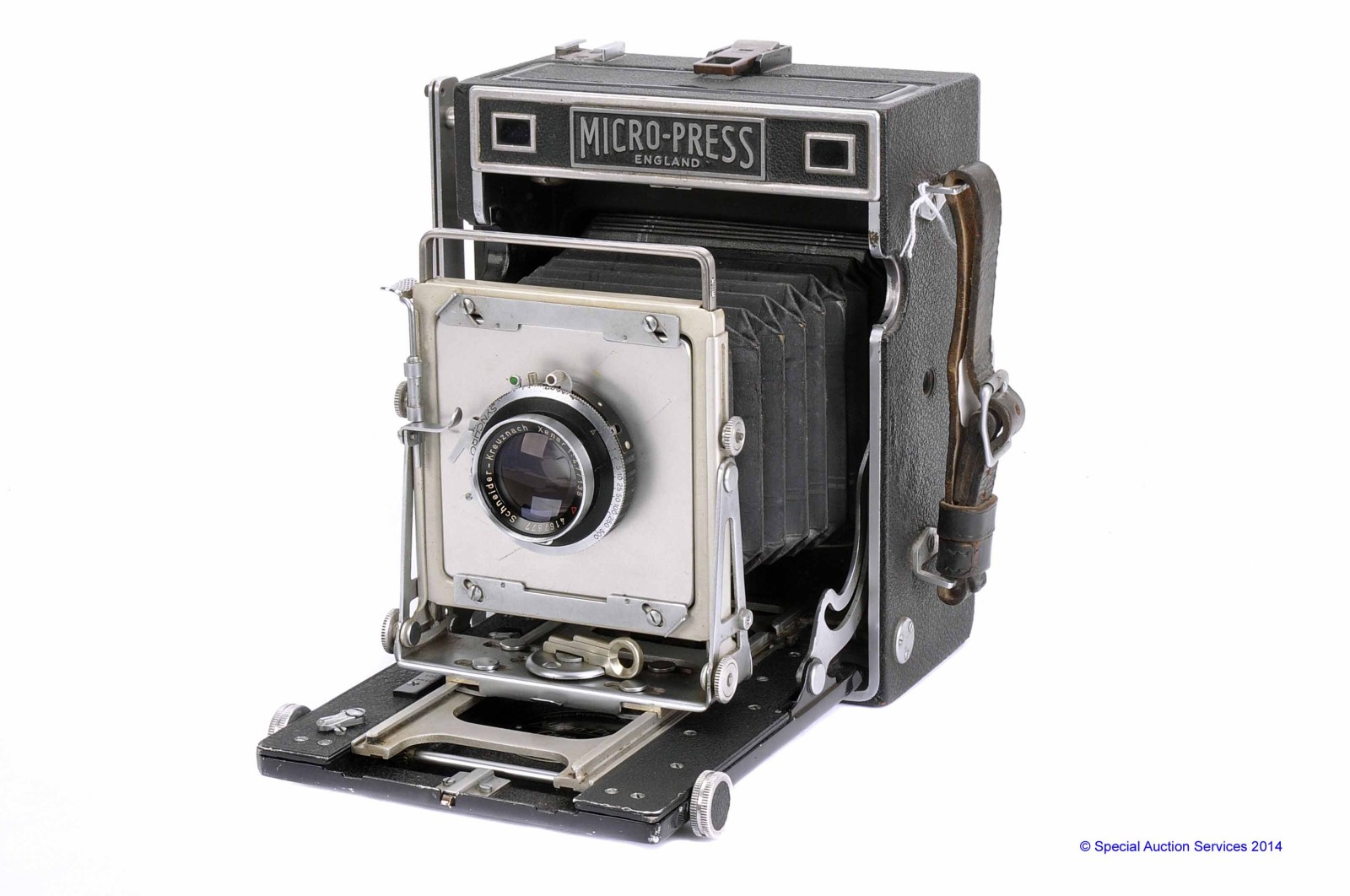 A MPP Micro-Press Camera, with Schneider Xenar f/4.7 135mm lens, body, G, curtain sticking, lens, G,