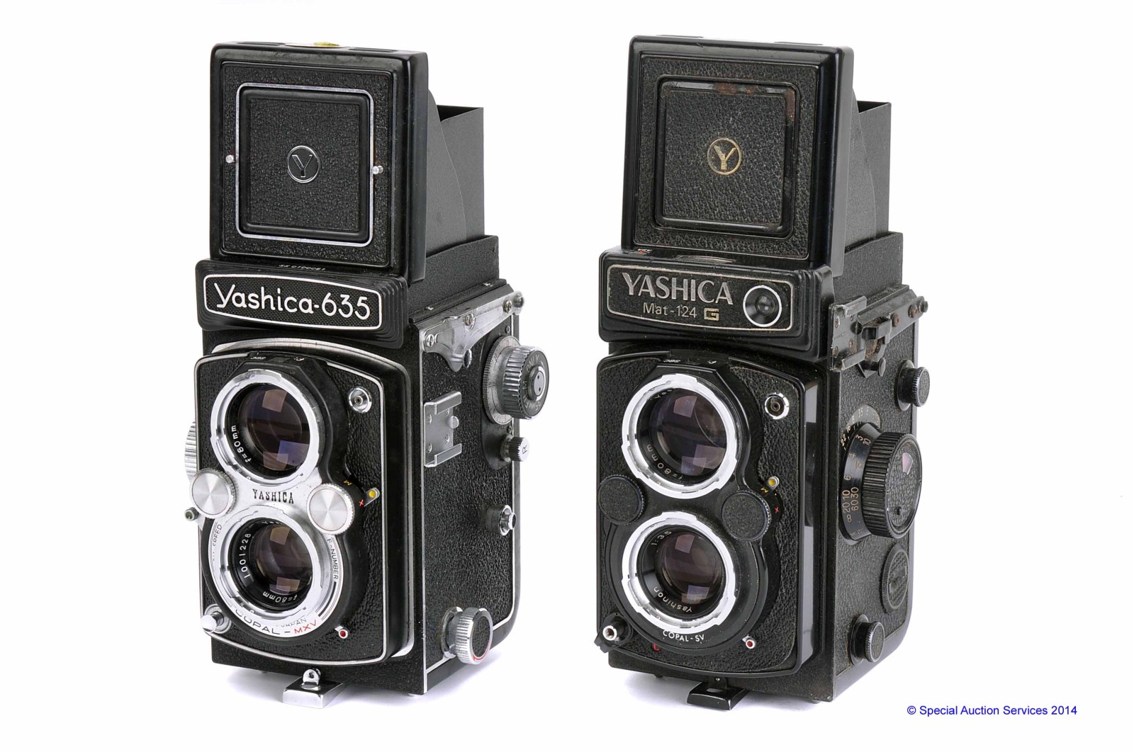 Yashica TLR Cameras: Yashica Mat-124 G, body, F-G, shutter not working, lens, G, fungus, Yashica