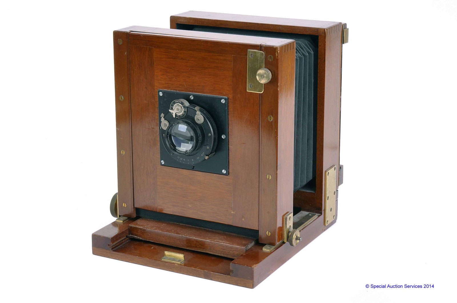 A Mahogany and Brass Prison Camera, unmarked but similar to those made by Gandolfi, two-position