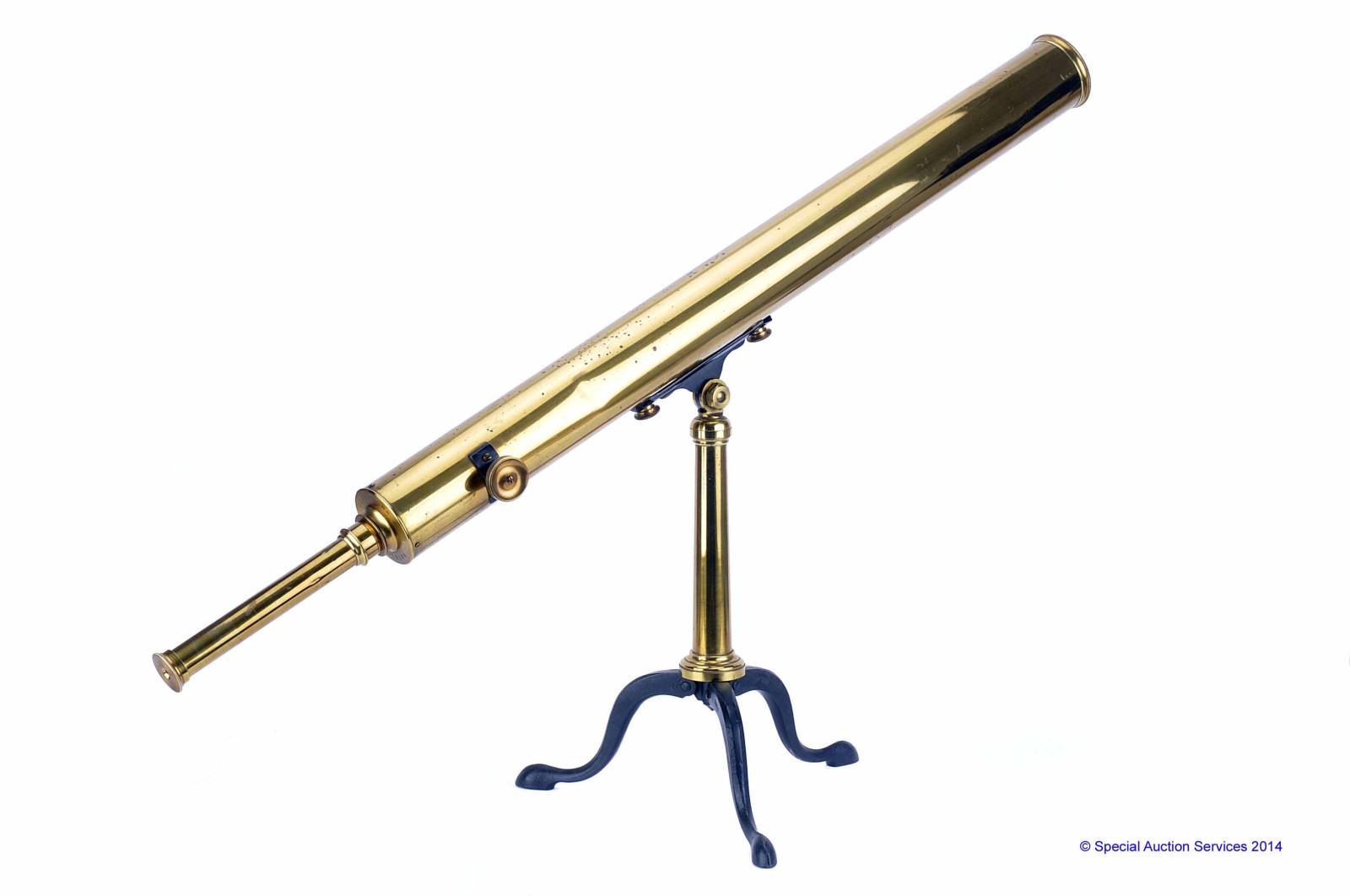 A Clarkson lacquered brass 3in. Refracting Telescope, signed `Clarkson`s, Holborn`, on pillar