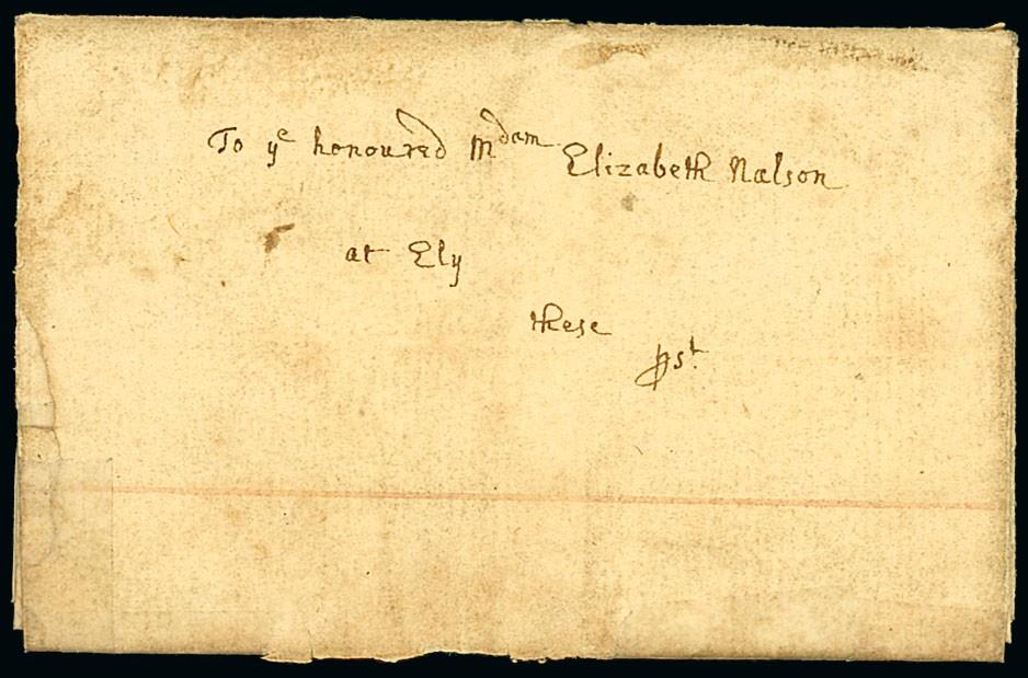 Great BritainPostal History1687 (13 Oct.), a delightful miniature love letter, in the form of a