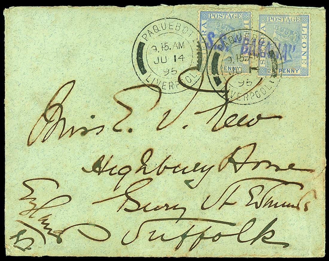 Sierra Leone1895 (24 May) envelope, complete with letter headed "Tower Hill", to England, bearing