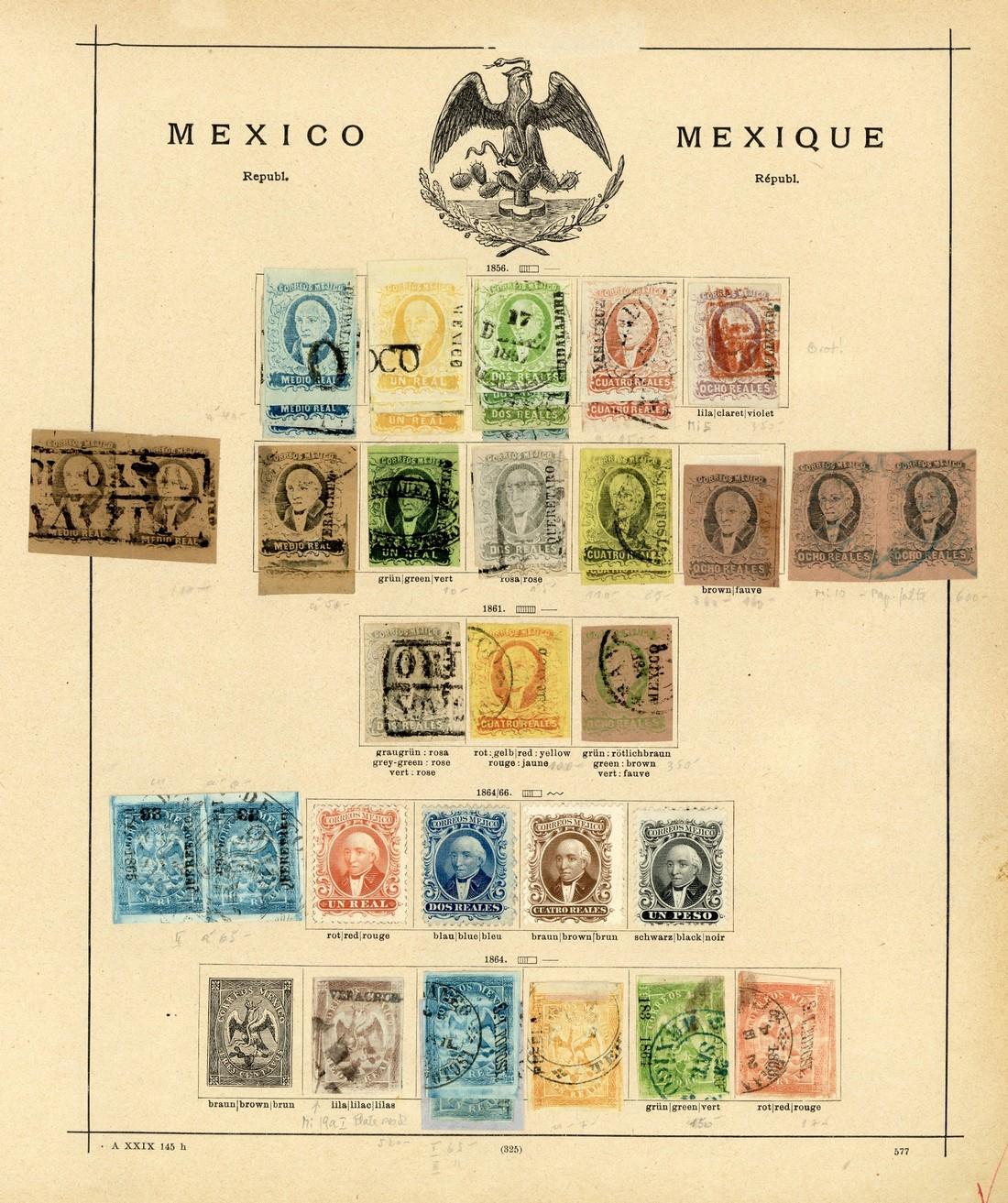 Mexico1856-1903 mint and used collection on pages, hundreds, including 1856 4r. without district