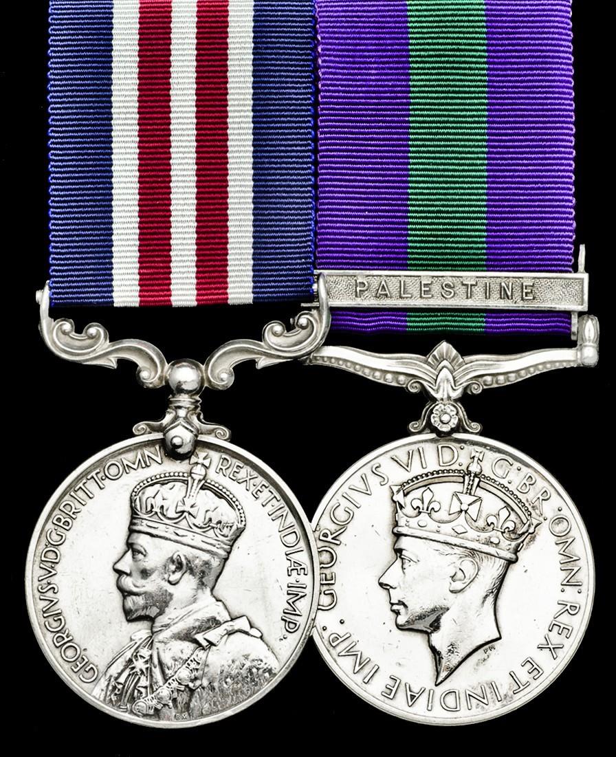 A Scarce 'Crowned Head' Palestine M.M. Pair to Sergeant E.C. Lewis, Royal Tank Regimenta) Military