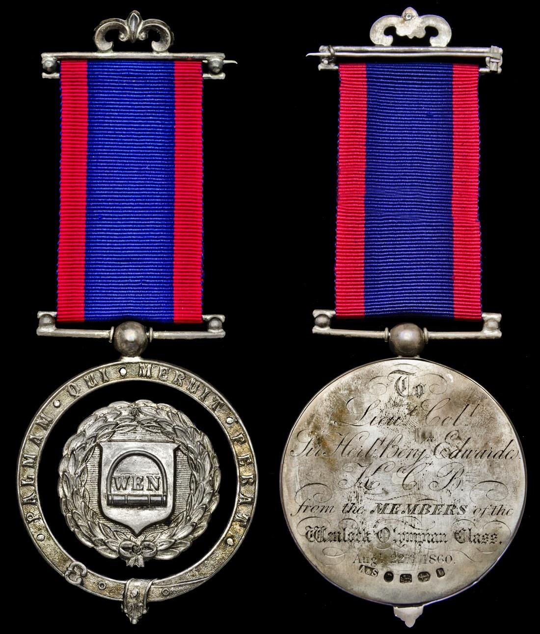Wenlock Olympic Society Merit Medal, 58mm, silver (Hallmarks for Birmingham 1860), obverse with
