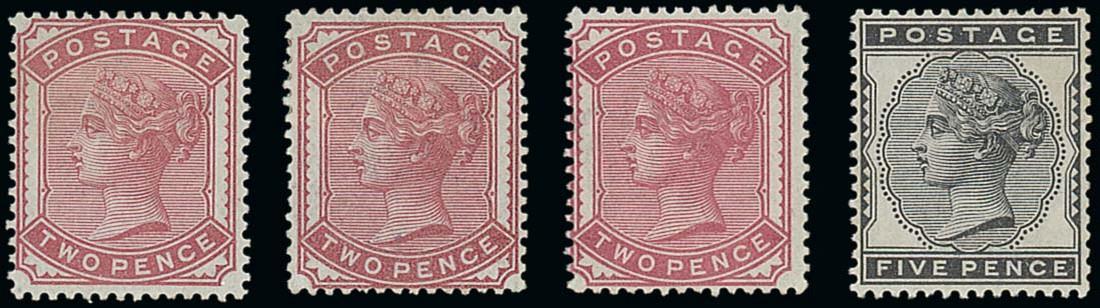 Great Britain1880-81½d. to 5d. set of five with shades of ½d. and 2d. (2), part to large part