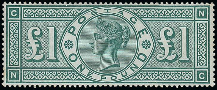 Great Britain1887-1900 Jubilee Issue£1 green, NC, large part original gum, lightly mounted; there is