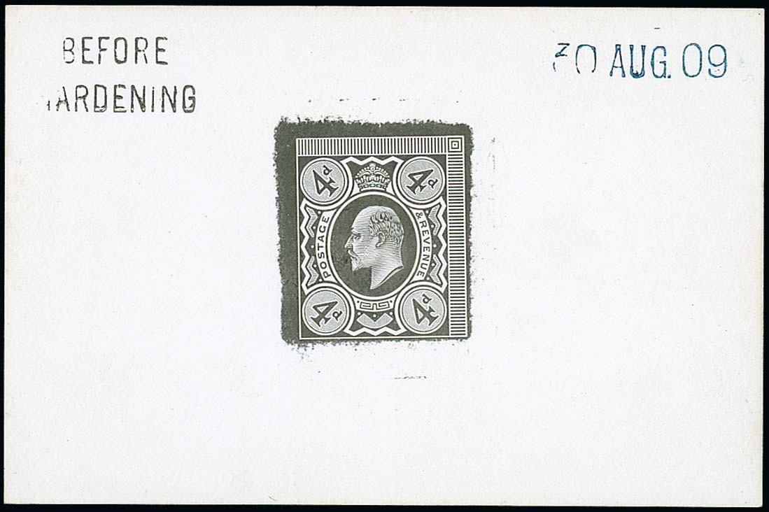 Great BritainKing Edward VII1902-10 De la Rue4d. die proof of the 1909 single plate, in black on