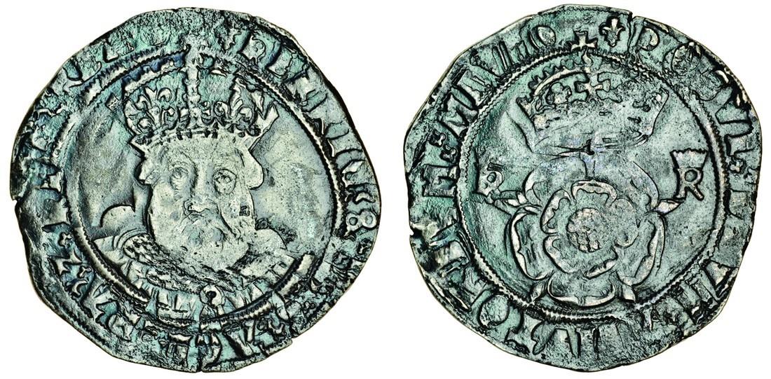 Henry VIII (1509-47), third coinage 1544-47, Tower, Testoon, 7.51g, m.m. pellet in annulet - lis