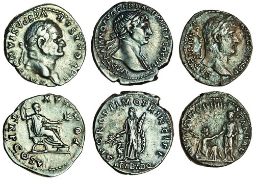 Vespasian (AD 69-79), AR Denarius, Rome, 74, laureate head right, rev. PON MAX TR P COS V, Vespasian