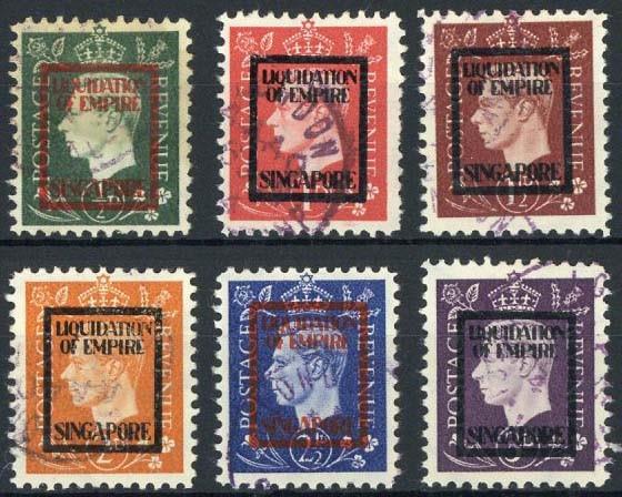 Straits SettlementsPropaganda Stamps1944 Liquidation of Empire, Singapore ½d., 1d. (some short perfs
