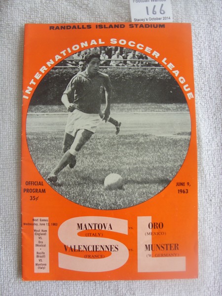 1963 USA Tour Football Programme: Mantova v Oro which doubles as Valenciennes v Munster played at