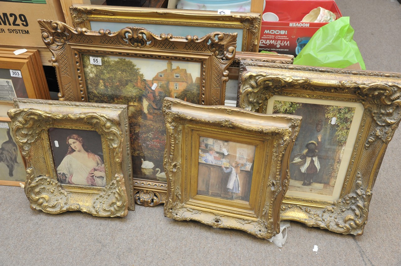 Four gilt framed decorative prints