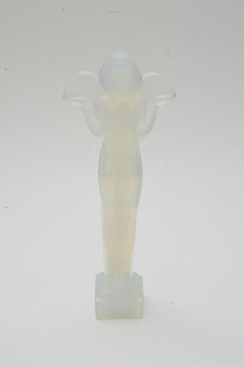 A quality Sabino opalescent glass figure of an Egyptian deity, etched signature to base