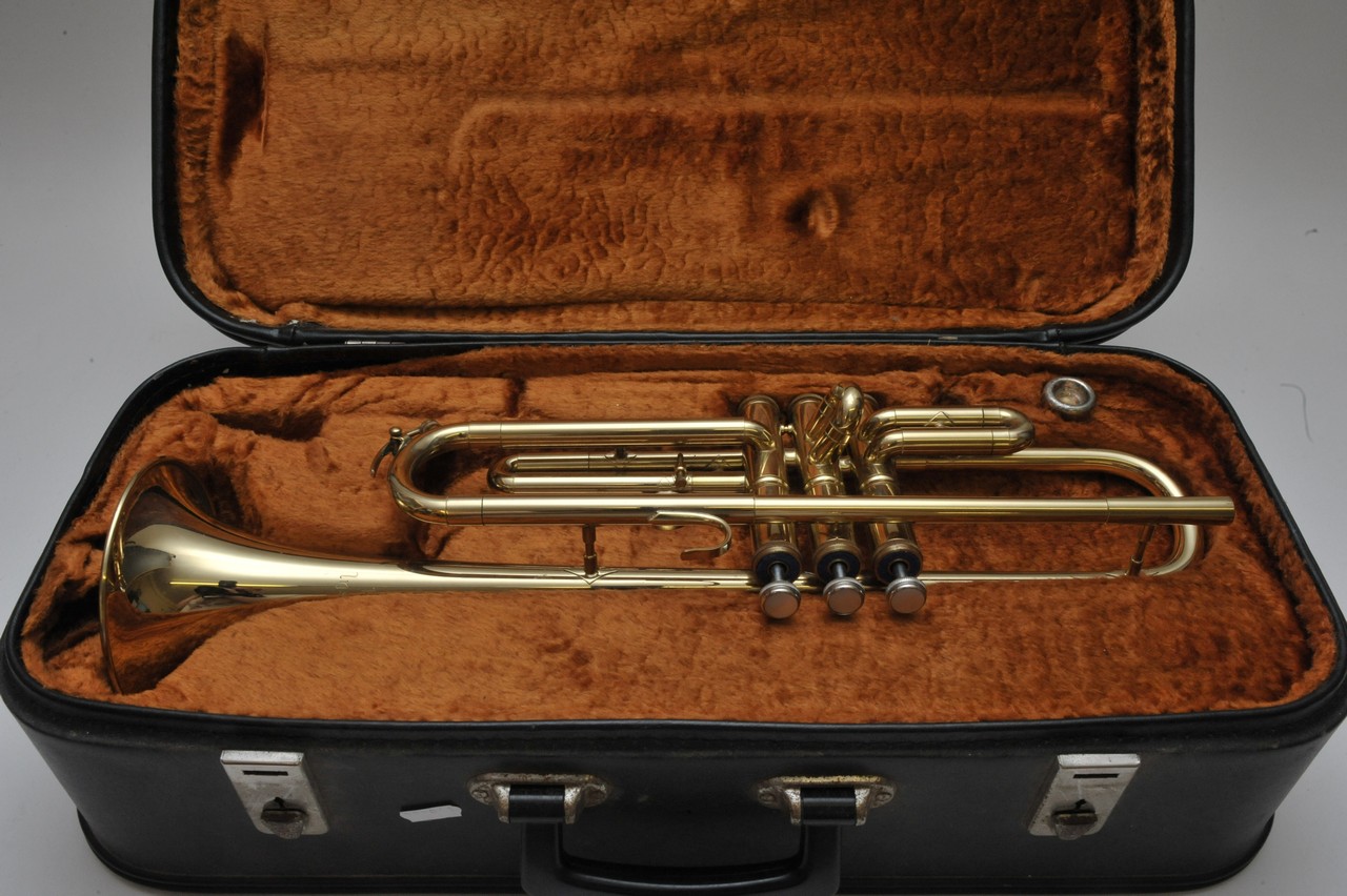 A cased Rosehill trumpet