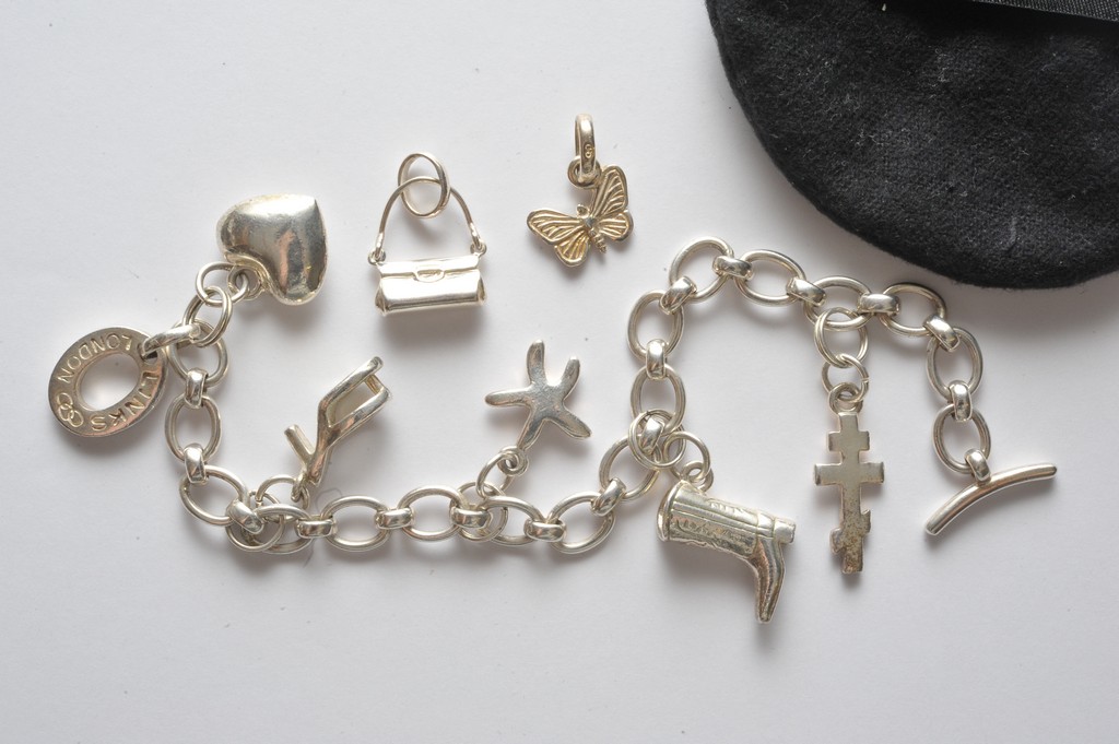 A silver Links of London charm bracelet