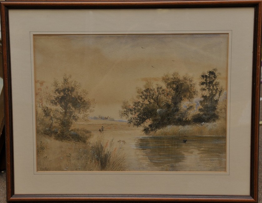 Two original framed landscape watercolours, by E.B.Lait, probably Edward Beecham Lait, one signed. - Image 2 of 2