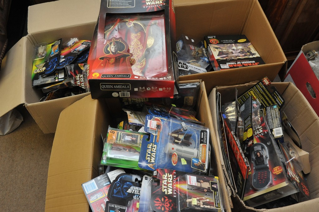 4 boxes of boxed and carded Star Wars figures and other sets