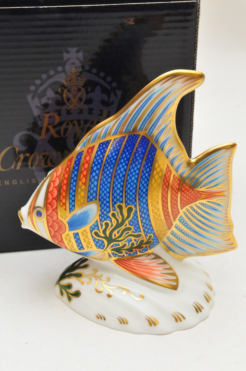 A Royal Crown Derby, limited edition model of a 'Pacific Angel Fish' boxed with stopper and