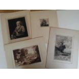 Collection of 4 good etchings/engravings  including  original etching by Louis Lucas from the