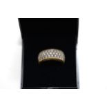 18ct Yellow Gold 41 Diamond (1ct) & 2 Sapphire Ladies Ring. Size M. 7.92 Grams