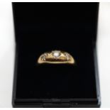 18ct Yellow Gold 3 Diamond Gypsy Ring. Approx 1/2 Carat. Size S. 4.5 Grams