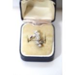 18ct White Gold Snake Ring set with 5 Diamonds. Approx 3/4 Carat. Size P. 5.5 Grams