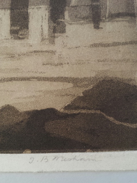 Signed old etching, platemarks, continental town scene. Signature lower right in pencil (indistinct: - Image 3 of 7