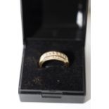 18ct Yellow Gold 31 Diamond 3 Channel Set Ring. Size M. 5.92 Grams