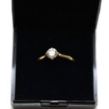 18ct Yellow Gold Diamond Solitaire Ring. Size M. 3.6 Grams