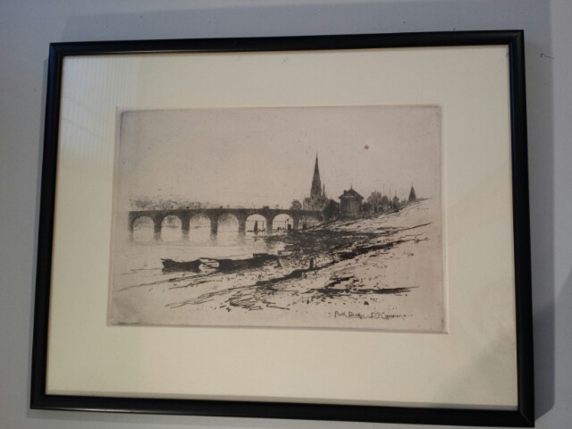 2 early 20thC black & white etchings, Scottish interest, by Sir David Young Cameron (1865-1945) - Image 2 of 8