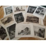 Quantity of 11 loose late 19th/early20thC engraving prints, social observation and rural/people