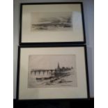 2 early 20thC black & white etchings, Scottish interest, by Sir David Young Cameron (1865-1945)
