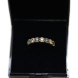 18ct Yellow Gold 4 Sapphire & 3 Diamond Eternity Ring. Size M. 3.95 Grams