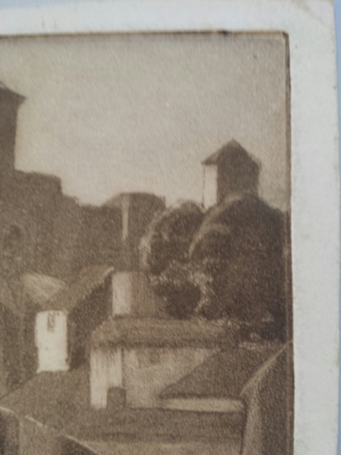 Signed old etching, platemarks, continental town scene. Signature lower right in pencil (indistinct: - Image 4 of 7