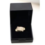 14ct Yellow Gold and 32 Diamond Off Set Band. Size O. 3.4 Grams