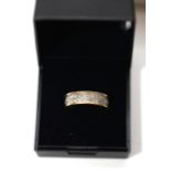 18ct Yellow Gold 35 Diamond & 2 Sapphire Band. Size N. 7.37 Grams