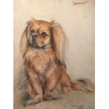 Marjorie Cox (1915-2003), signed and dated 1937, “Danny”, portrait of a Pekingese dog, pastels, 34cm