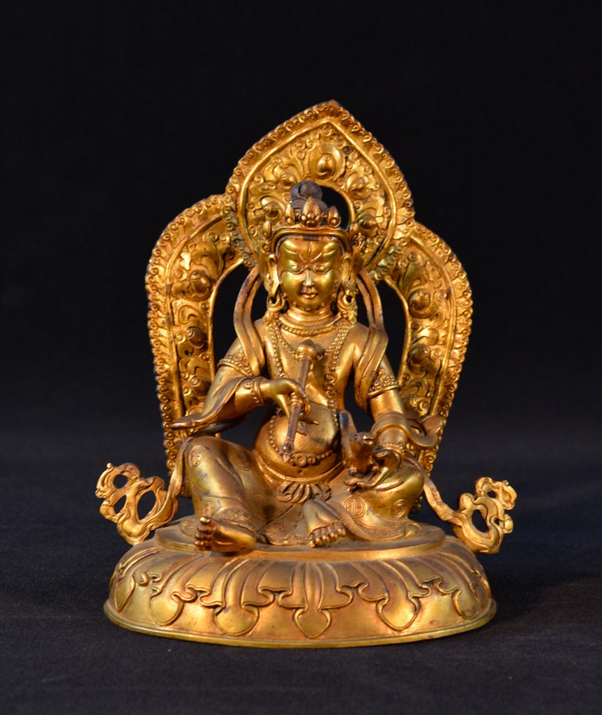 Nepalnese Bronze Guardian of Wealth 20th cen, measures 7"h    Please visit our webiste www.