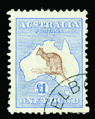 AUSTRALIA 1913-14 £1 brown and ultramarine (SG 15) fine c.t.o. used by neat Melbourne corner cds(SG