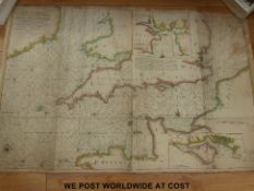 A late 17th/early 18thC unframed map or chart of the English Channel entitled 'A New and Correct