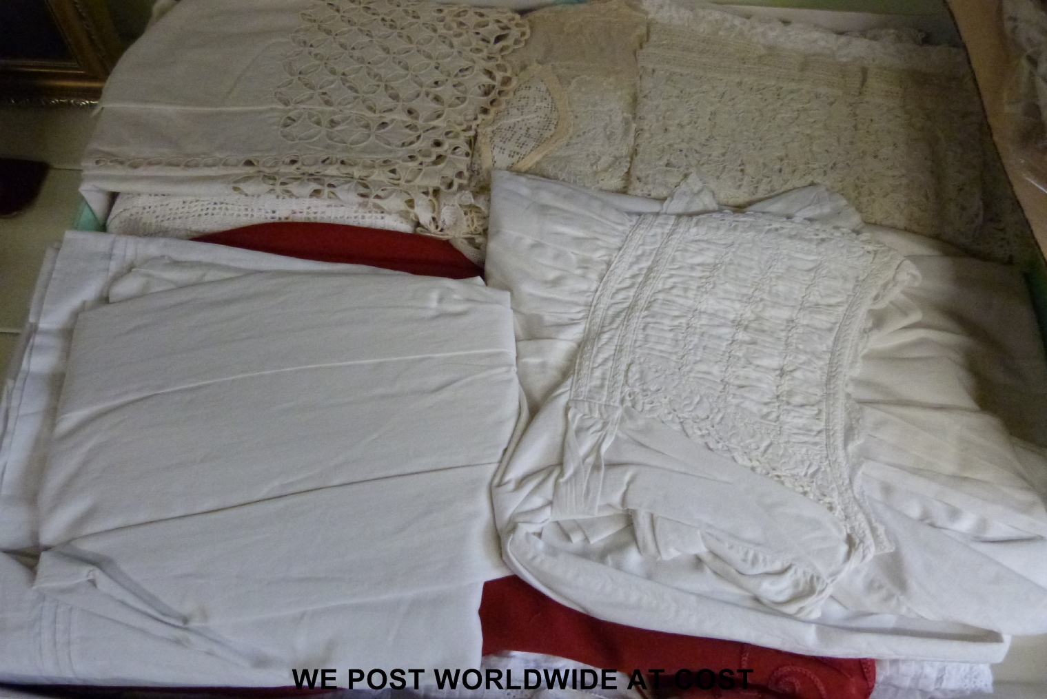 A very good collection of christening gowns, hand-made lace, Victorian baby clothes etc