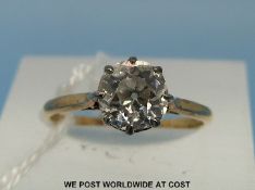 A diamond solitaire ring, the brilliant old cut stone of approximately 1.27ct