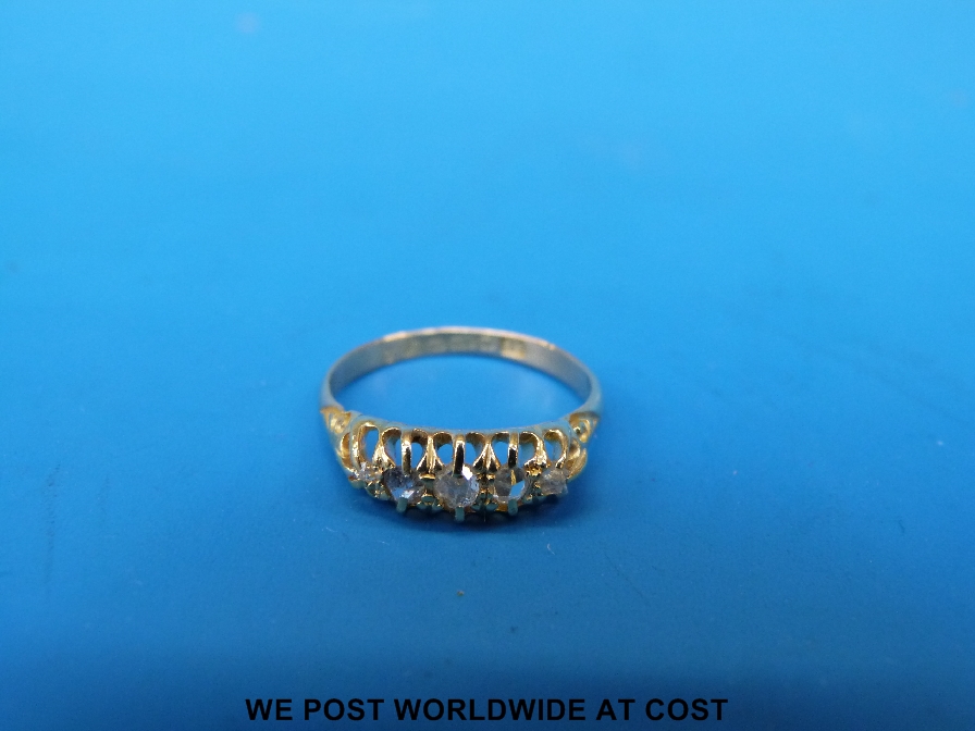 WITHDRAWN An 18ct gold five diamond ring