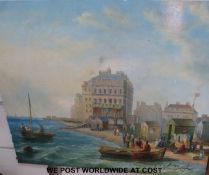 Oil on panel of Dutch coastal scene signed I.Van Brough 30x37cm