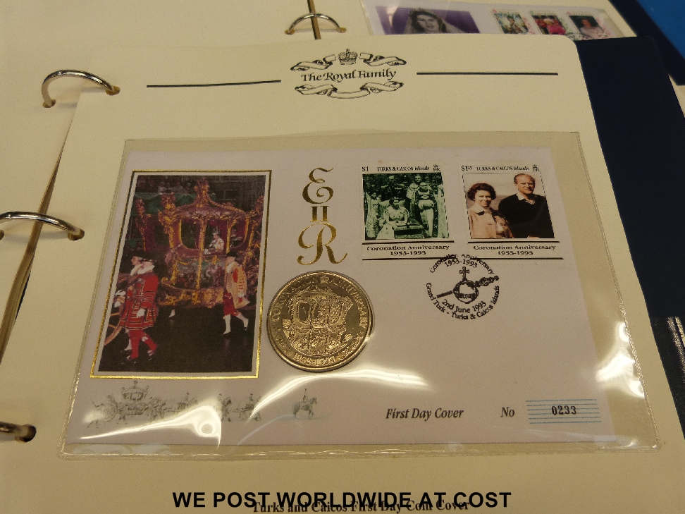 Two albums of Royal Family coin cover sets including a Guernsey 1997 proof 24ct gold coin (1.24g) - Image 2 of 5