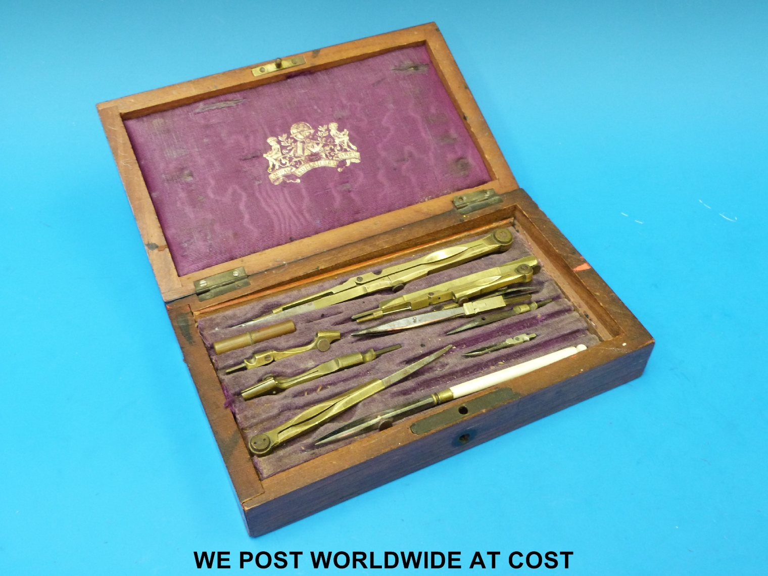 A 19thC rosewood cased drawing set.