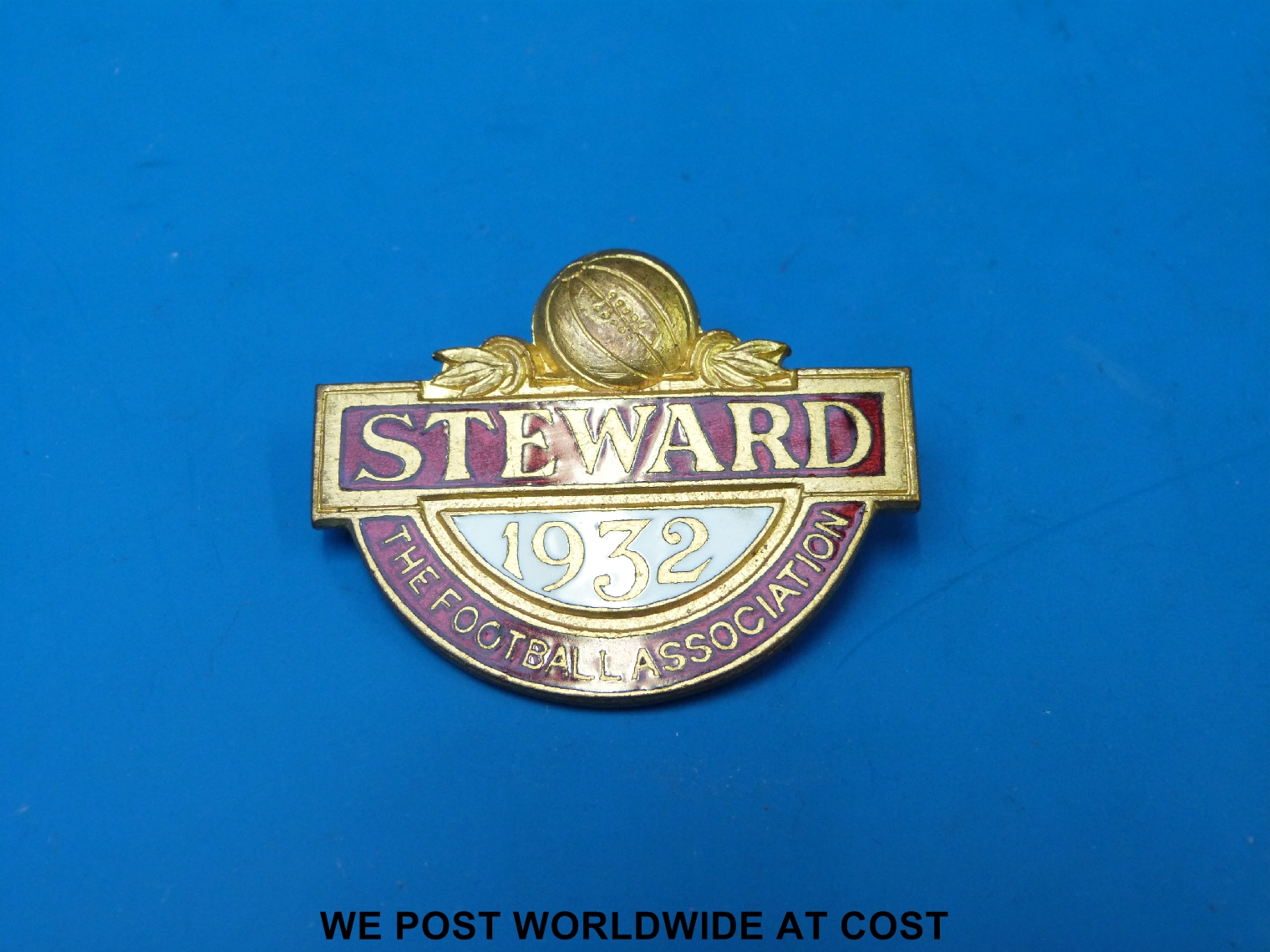 A 1932 Football Association enamelled steward's badge