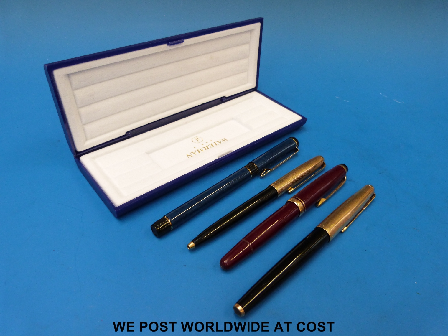 Four various pens to include Mont Blanc, Parker and Waterman