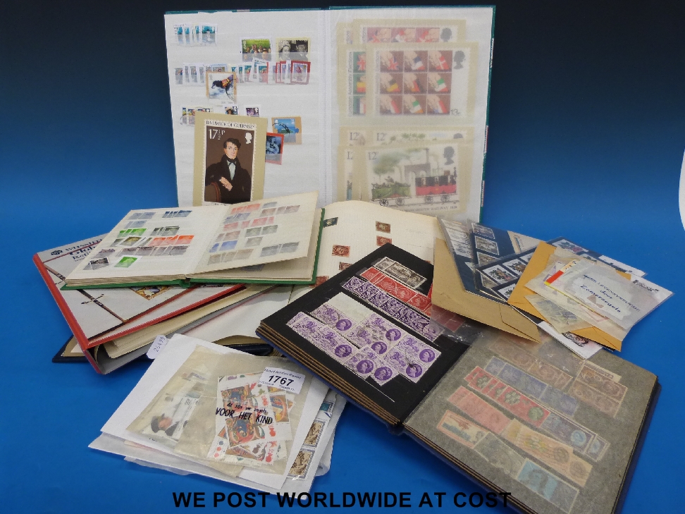 A collection of British stamps, including Victorian in album, stockbook and loose.